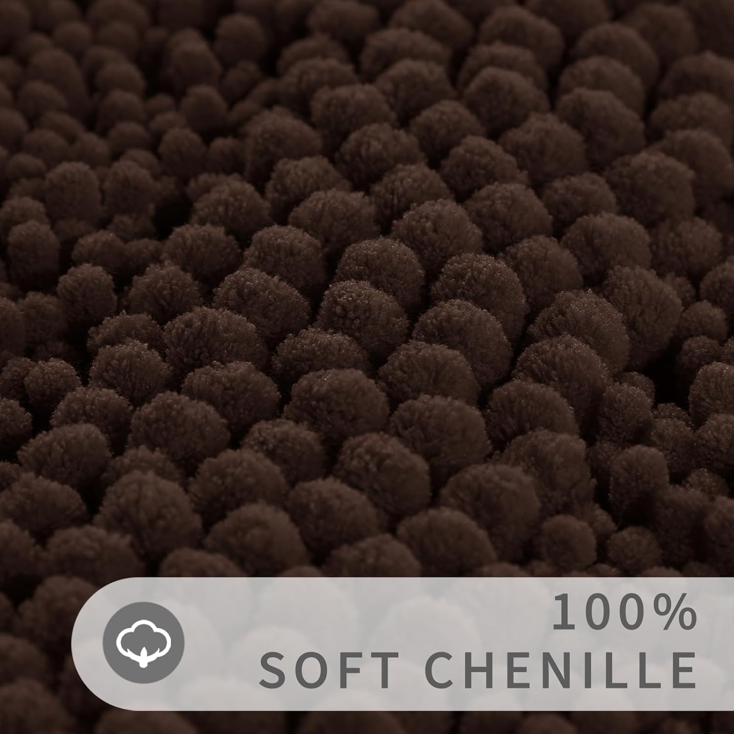 Yimobra Bathroom Rug Set 2 Piece, Soft Absorbent Chenille Bath Mat Set, Non Slip Machine Washable Quick Dry, Plush Shower Rugs for Bathroom Floor Sink Tub and Shower Outside, 32"x20"+24"x17", Brown - Image 3