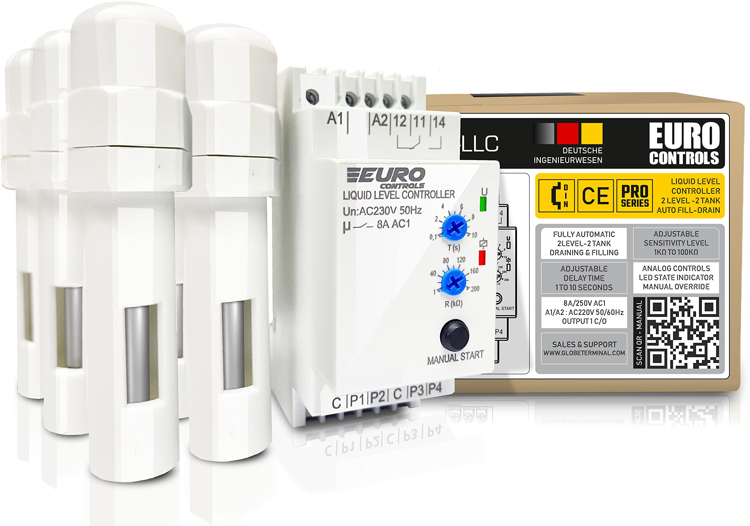 EuroControls EDTLLC Automatic liquid water level adjustable controller for 2 level 2 tank with 6 sensors - compact size 2 module - fits in MCB distribution box (B09RQ3H5L2) Amazon Price History, Amazon Price Tracker