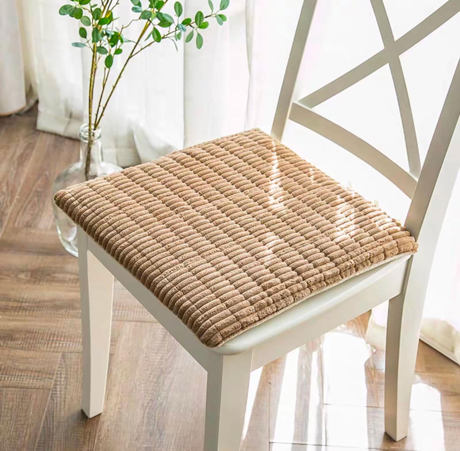 MGEMJMJ Simple Nordic Dining Chair Cushion, Thickened And Removable Chair Cushion, Modern Fabric Sedentary Office Chair Cushion(Size:50x50cm(20x20inch),Color:brown)