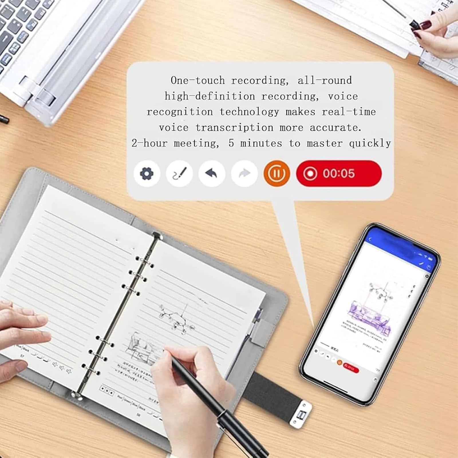 Xnote - Ai-Powered Smart Writing Set, Xnote Intelligente Notizbücher & Stifte mit Echtzeit-Synchronisation, Grafiktablett für Laptop, kabelloses Bluetooth Digitales Notizbuch für Notizen, Meetings