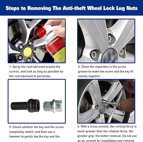 Miniatura 6 de Kit de herramientas antirrobo para extractor de tuercas de rueda antirrobo compatible con BMW/para Mini Series, tuercas de rueda automotriz Juego de