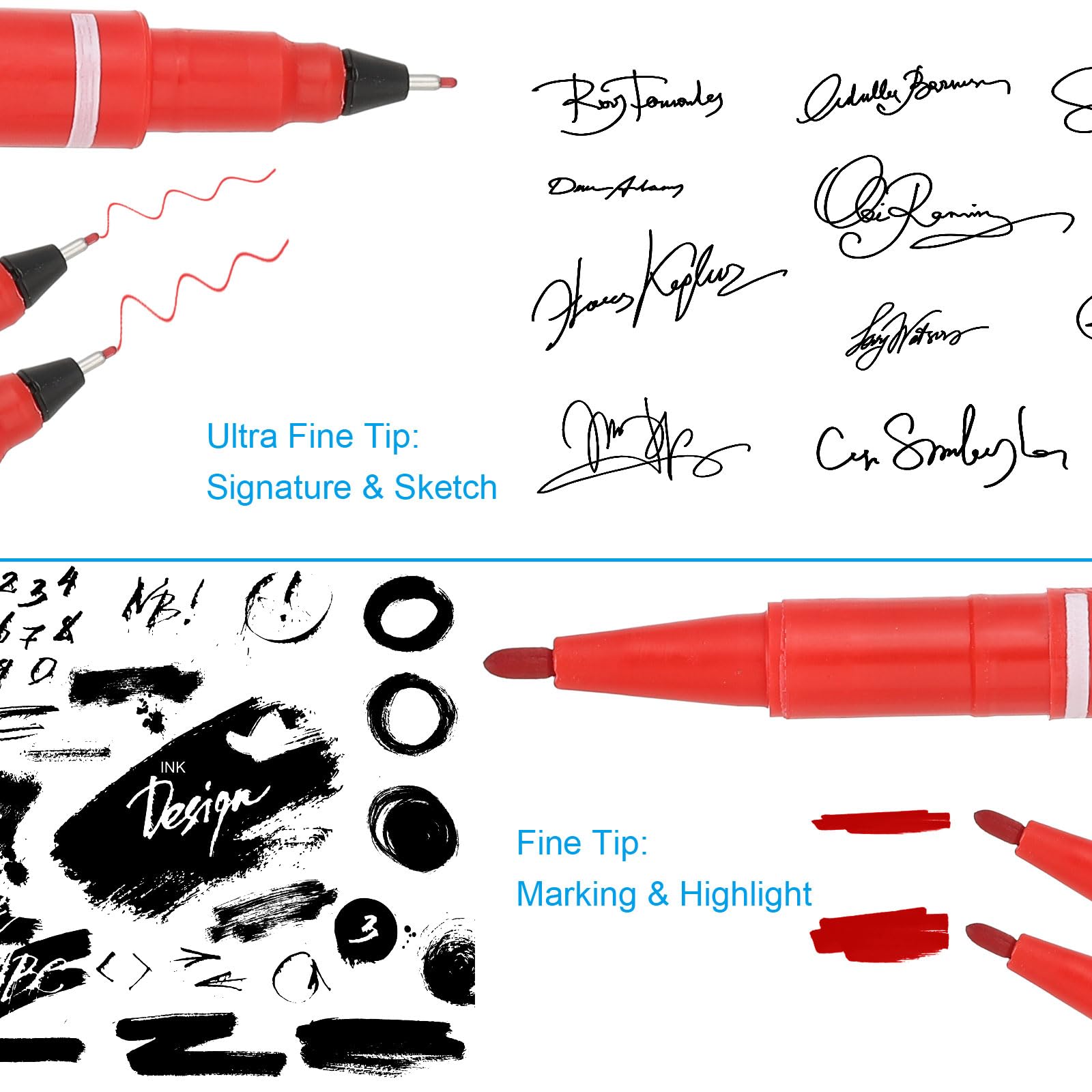 PATIKIL Twin Tip Permanent Marker, 12Pcs Dual Tip Permanent Makers with Fine and Ultra Fine Point for Signature and Marking Red - Image 3