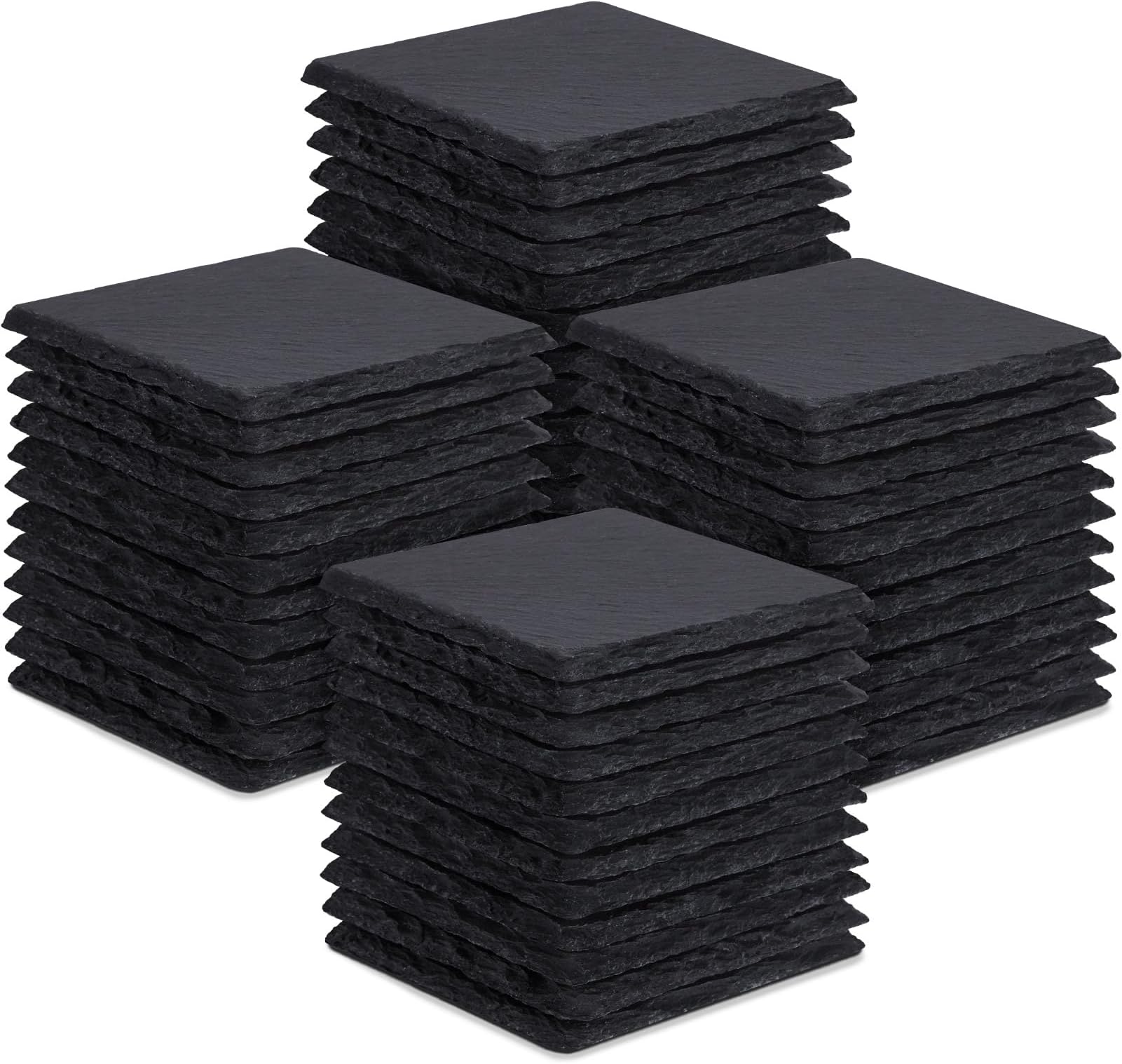 - 48 Pieces Slate Drink Coasters, GOH DODD 4 Inch Black Coasters Stone Coaster Set, Laser Engraving Blanks with Anti-Scratch Bottom for Home Office Bar Outdoor Housewarming Gifts Wedding Party, Square