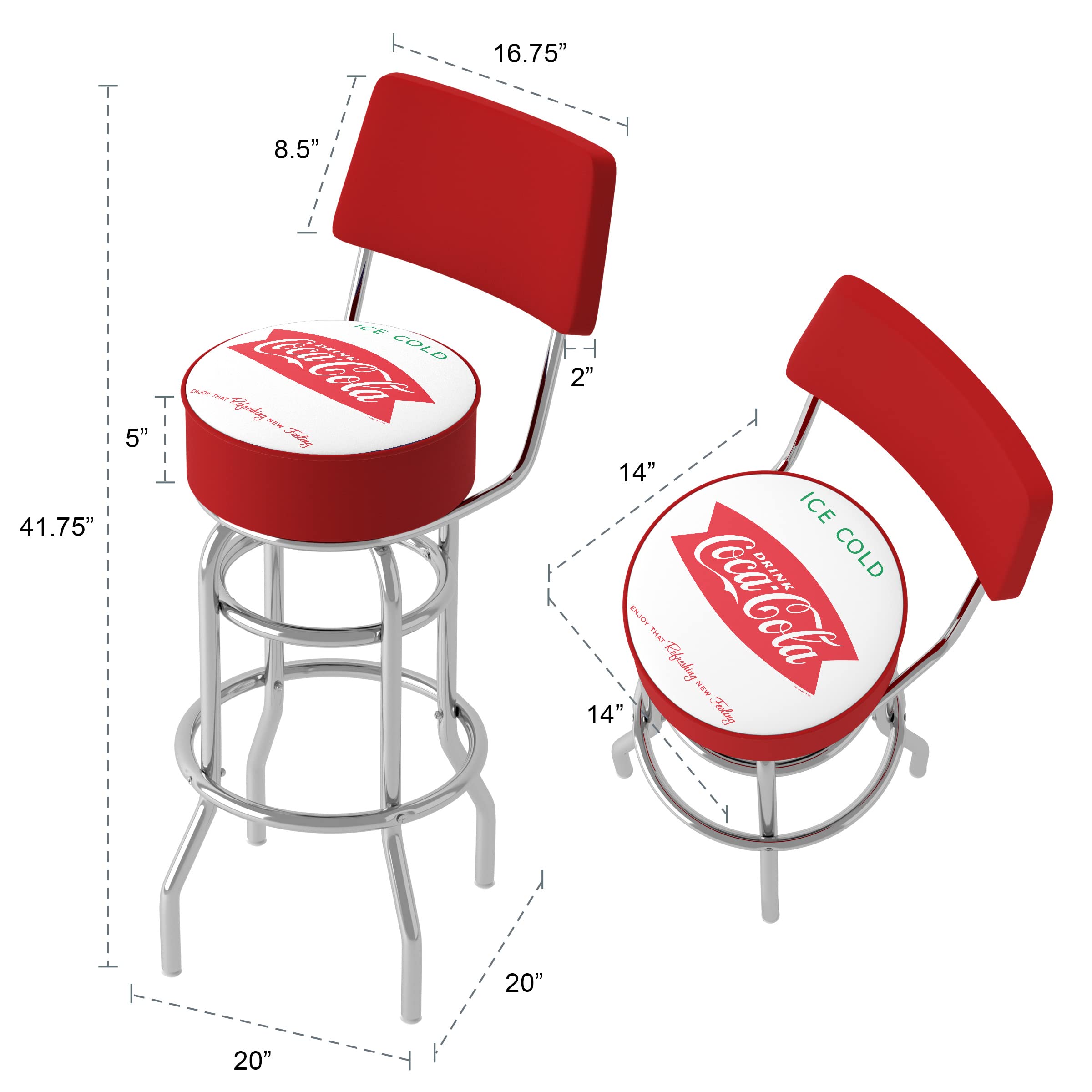 Amazon.com: Trademark Global Coca-Cola Barstool with Backrest, 41