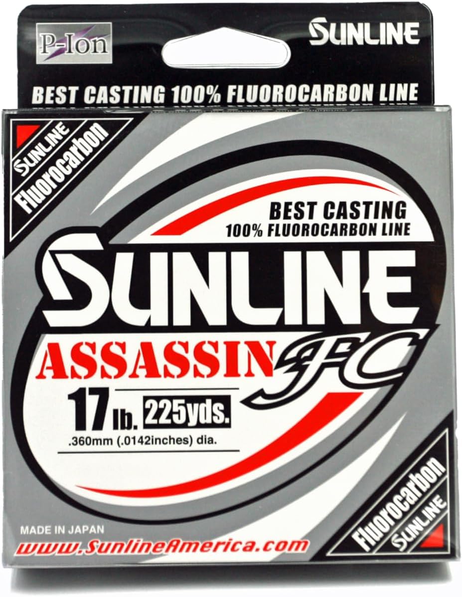 Sunline Assassin FC Fluorocarbon Fishing Line – 100% Fluorocarbon, P-Ion Technology, Multiple Line Weights & Spool Sizes