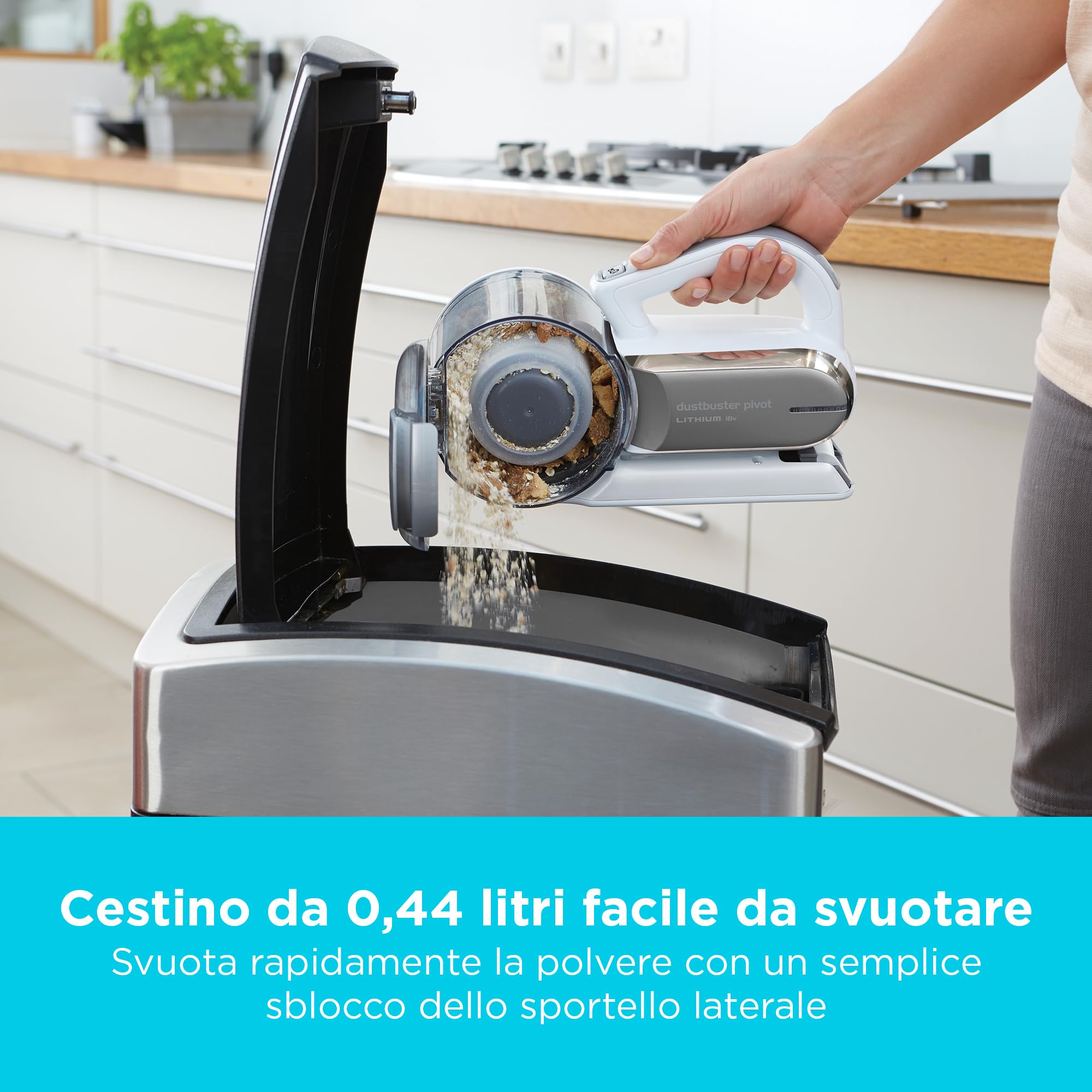 BLACK+DECKER Aspirapolvere portatile Cordless 18V con ugello girevole, 8 posizioni di pulizia, dock di ricarica e accessori, PV1820L-QW