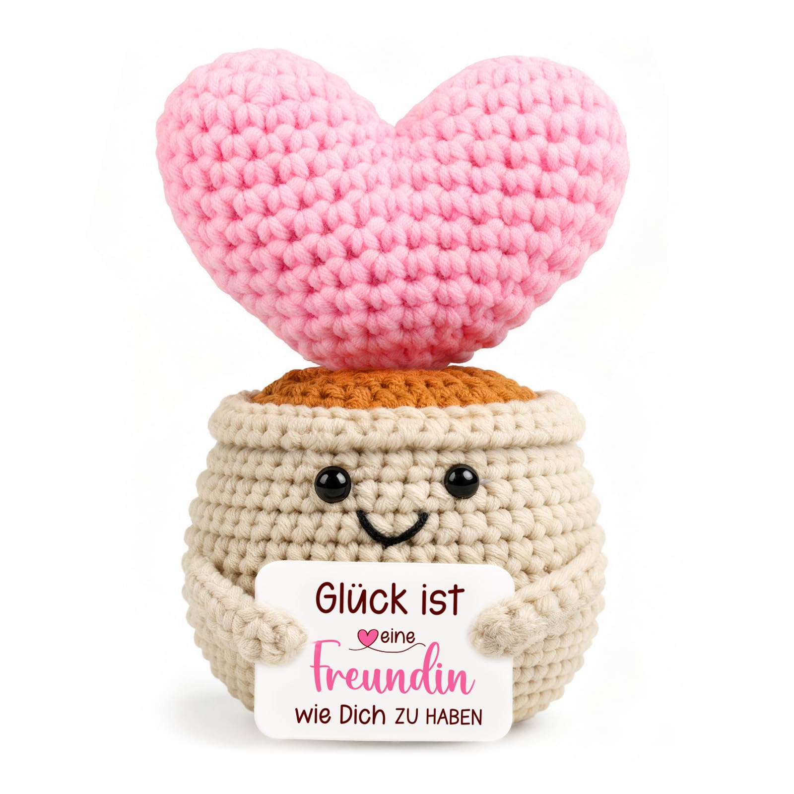 Giftota Geschenke für Beste Freundin Frauen - Pocket Hug - Dankeschön Geburtstagsgeschenk - Gehäkelte Glücksbringer - Personalisierte Geschenk - Glück ist eine Freundin wie Dich zu haben