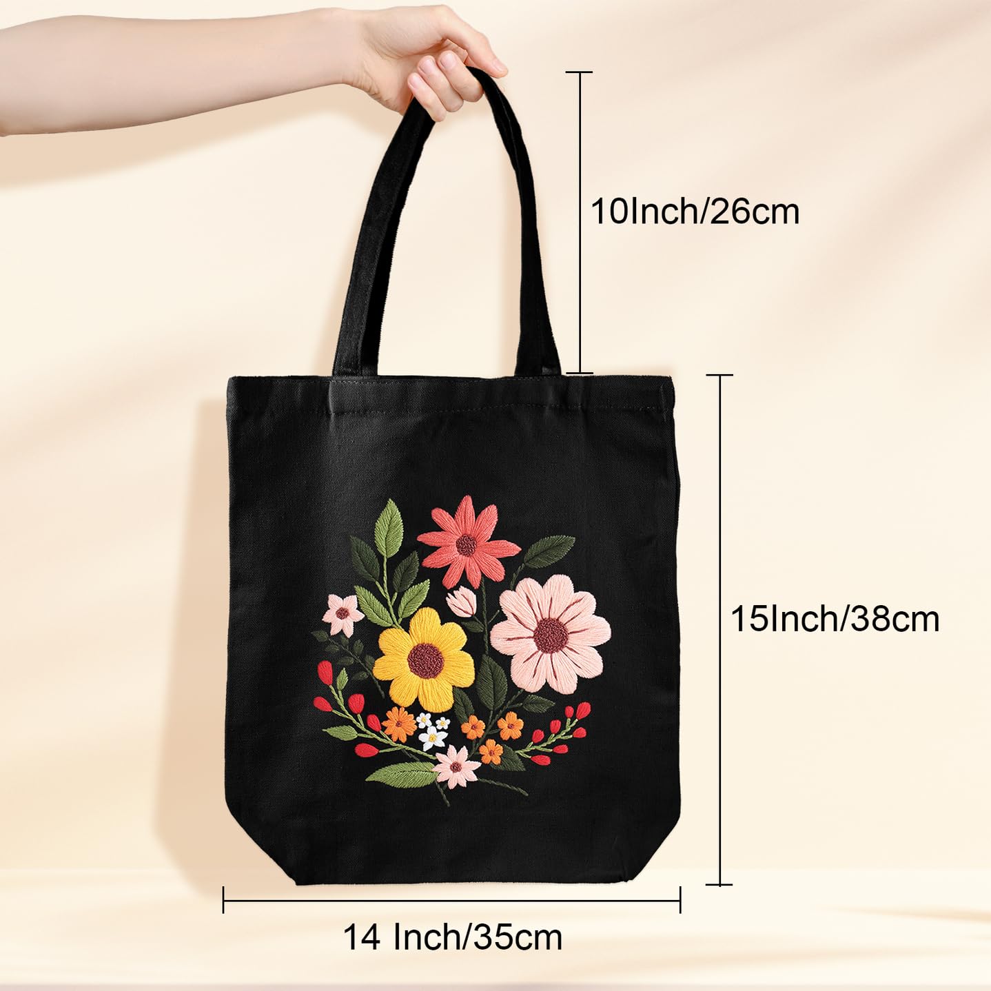 Louise Maelys Kit de bordado de bolsa de lona para principiantes, kits de punto de cruz para adultos, kit de punto de aguja para manualidades y manualidades, incluye bolsa de bordado con patrón de