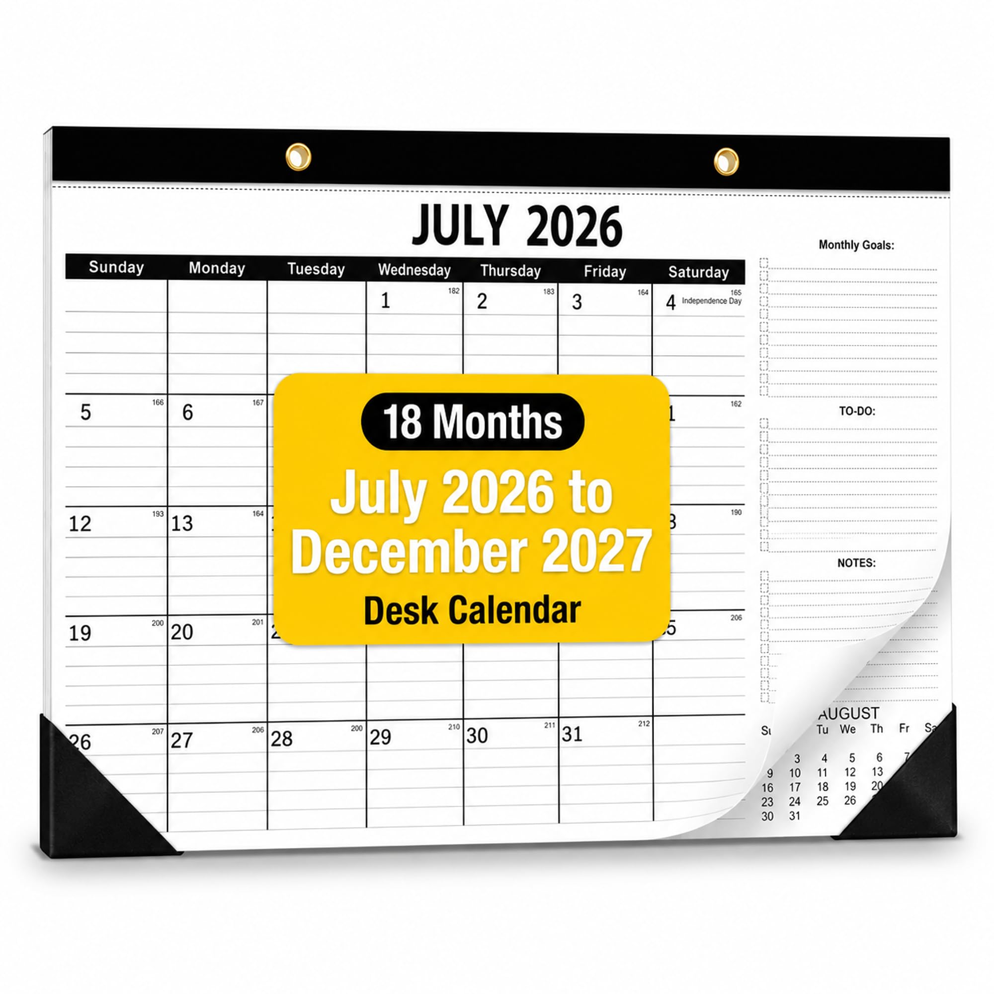 Calendrier de bureau professionnel 2026-2027 – Grand sous-main mensuel de 43,2 x 30,5 cm (juillet 2026 à décembre 2027), papier épais de 120 g/m², dos robuste de 300 g et couverture imperméable pour