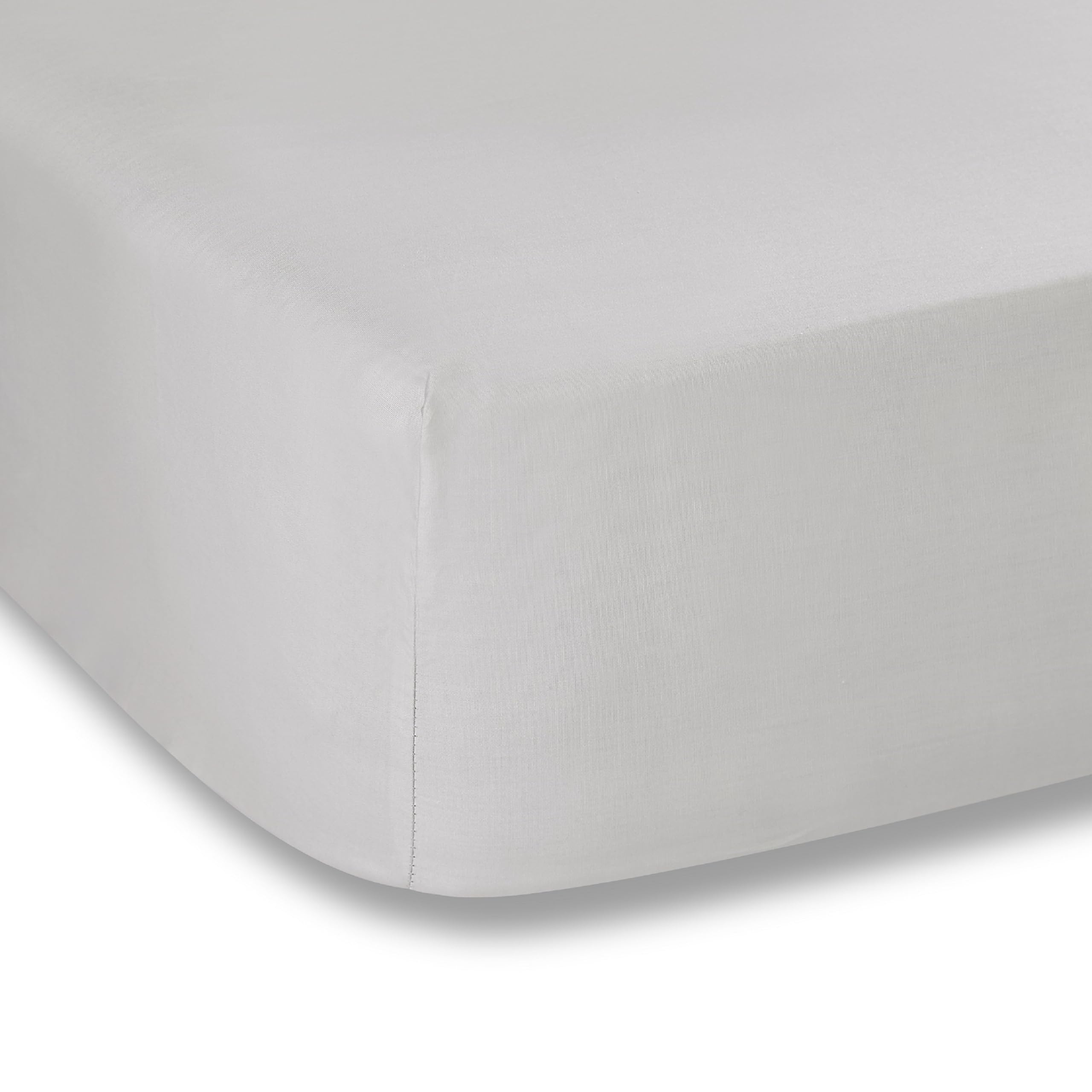 Plain Dyed Silver Fitted Sheet 105x200 cm 100% Cotton Percale, Grey, Twin - Image 2