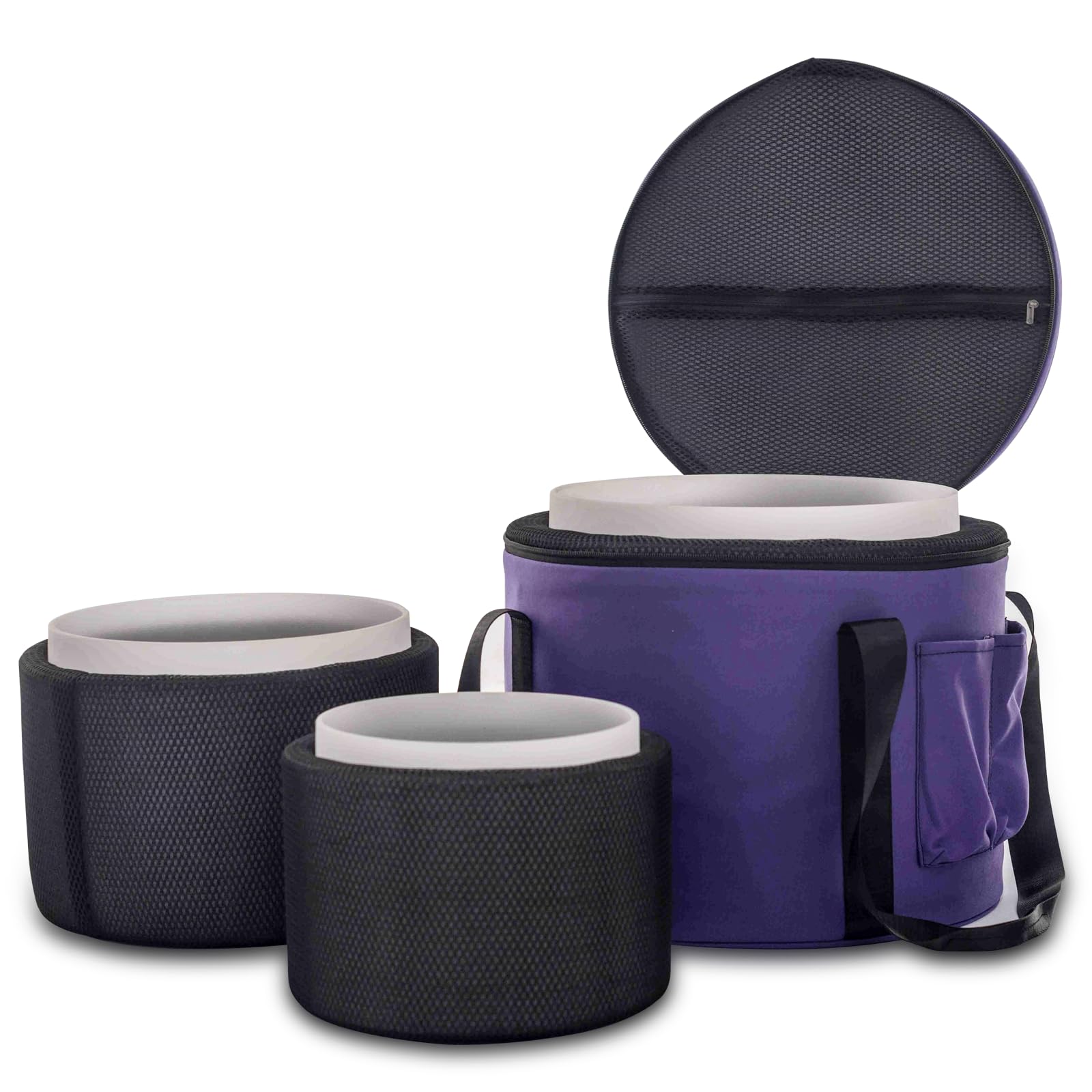 Hye-eun Set di 3 campane tibetane in cristallo, 432 Hz, 20-30 cm, Sol Mi Do, con custodia per il trasporto per guarigione del suono e meditazione