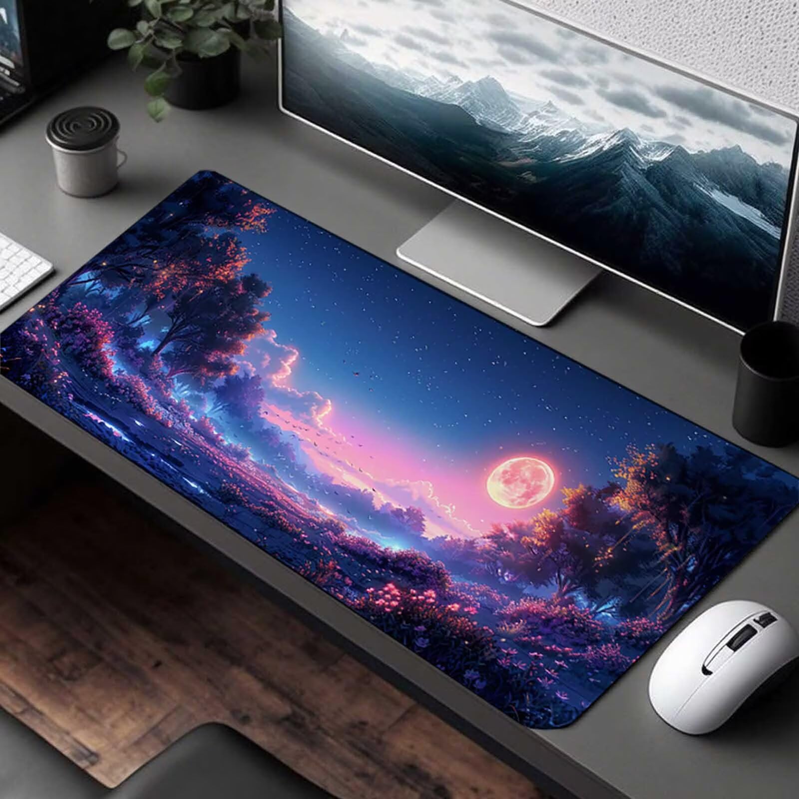 XXL Duża podkładka pod mysz do gier 140 x 60 cm, wodoodporna antypoślizgowa podkładka pod mysz, zmywalna, podkładka na biurko z gumową podstawą dla graczy, PC i laptopa, błękitna PjY14463 D-7