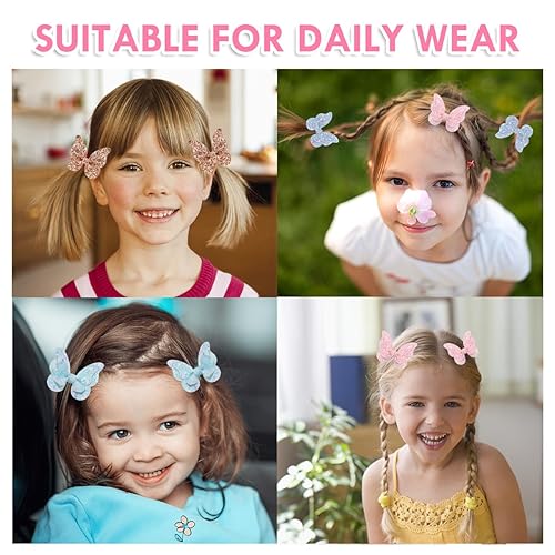 Miniatura 6 de 20 pinzas de mariposa con purpurina para niñas y adolescentes, pinzas antideslizantes de mariposa para niños, accesorios para el cabello