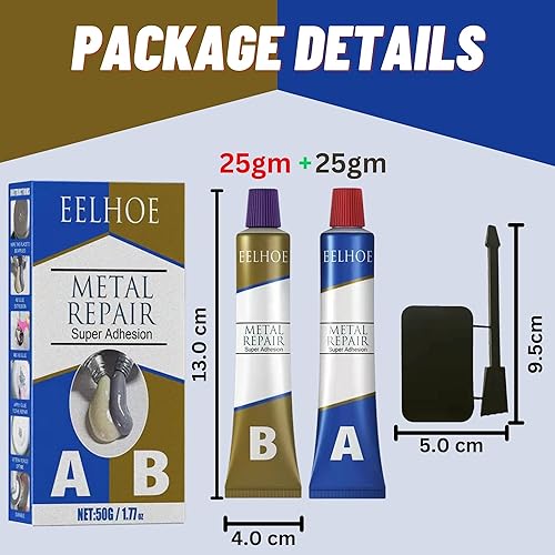 Miniatura 7 de Pegamento de metal, pegamento de reparación de metal fundido (A+B), pegamento resistente al calor de alta temperatura para metal, adhesivo de metal