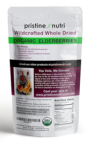 Miniatura 5 de Bayas de saúco orgánicas secas (2 libras) y canela de Ceilán orgánica en polvo (8 onzas)  100% orgánico  Uso en tés, jarabes  1 paquete de cada uno