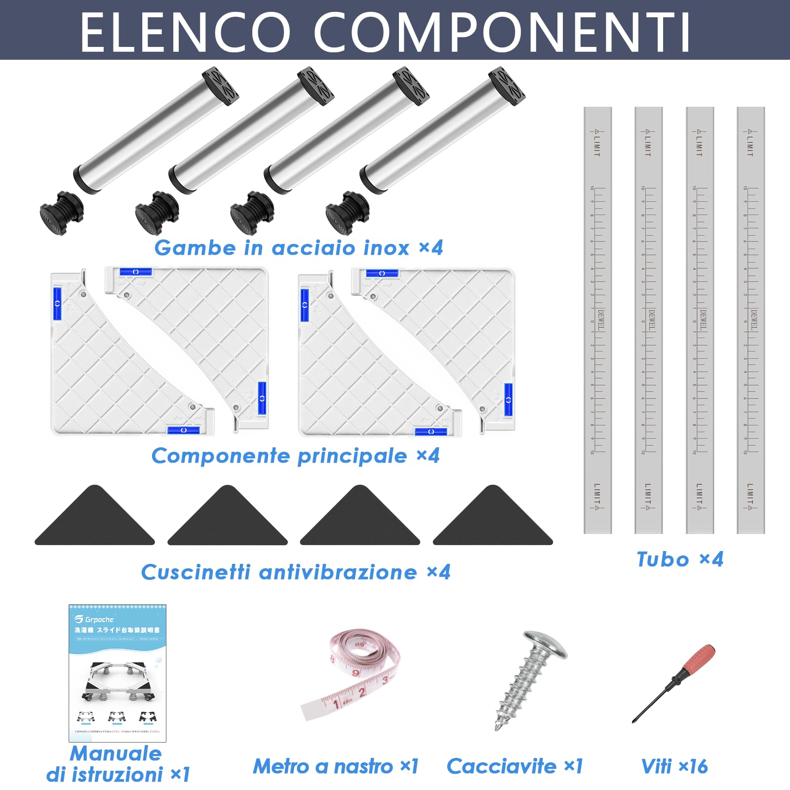 DEWEL Mini Base Per Frigorifero Rialzata, Altezza 33-36 CM, Base Per Lavastoviglie 45-67 CM Con 4 Piedini Robusti, Carico 200 KG Per Asciugatrice Armadio Frigorifero (Bianco)