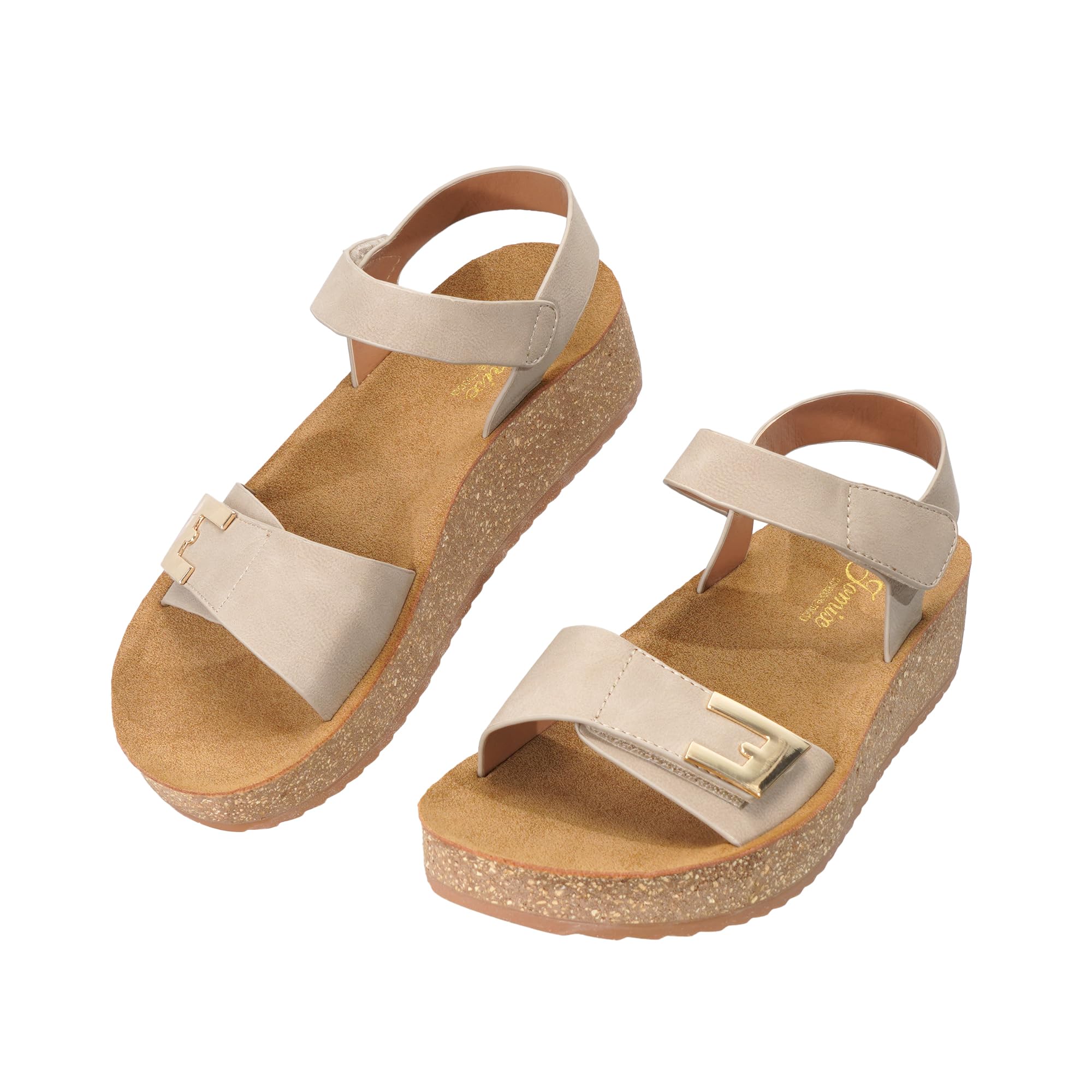 JOMIX Sandali Donna con Zeppa in Sughero, Chiusura a Strappo e Fascia Posteriore, Scarpe Estivi Comodi per la Spiaggia e il Tempo Libero WWS260453