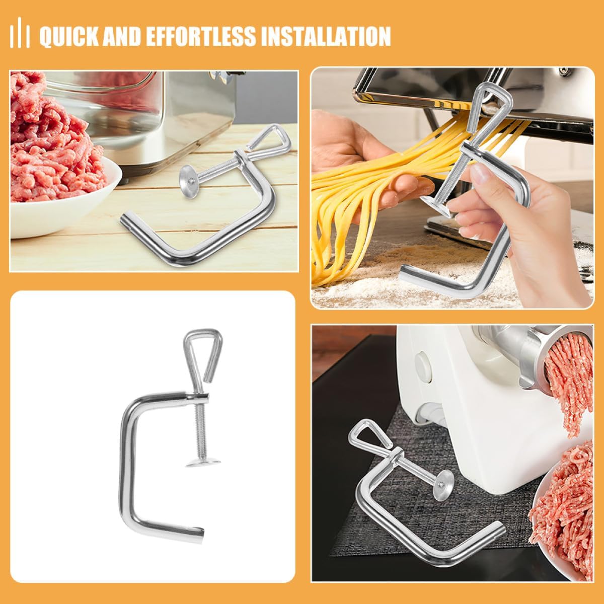 3pcs Metal Pasta Machine Handle Replacement Clips Manual Noodle Maker Fixing Holder Accessories for Pasta Maker Repair and Crank Handle Replacement