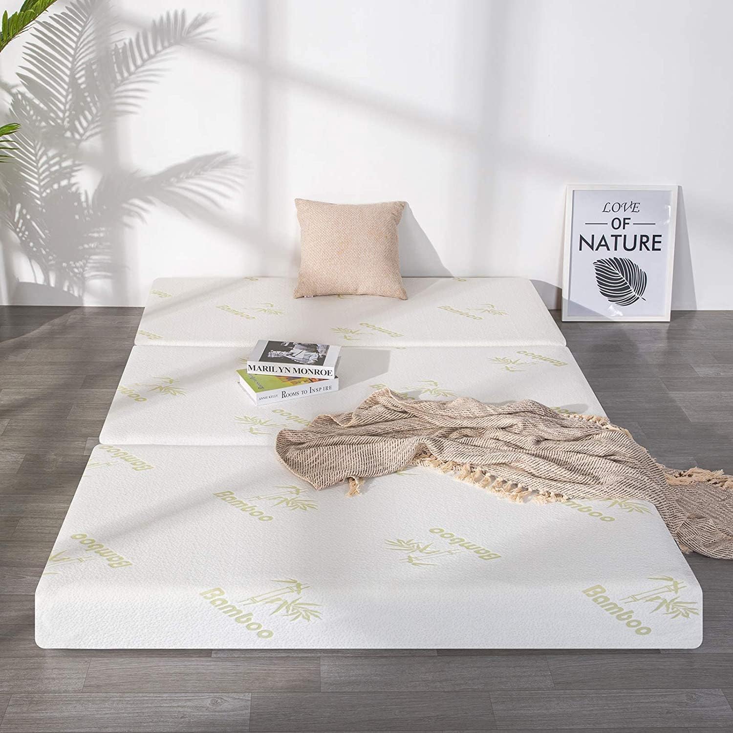 inofia queen folding mattress, 6 inch trifold memory foam mattress with ultra soft removable cover, foldable & portable queen size bed (78" x 58" x 6") queen 6 inch