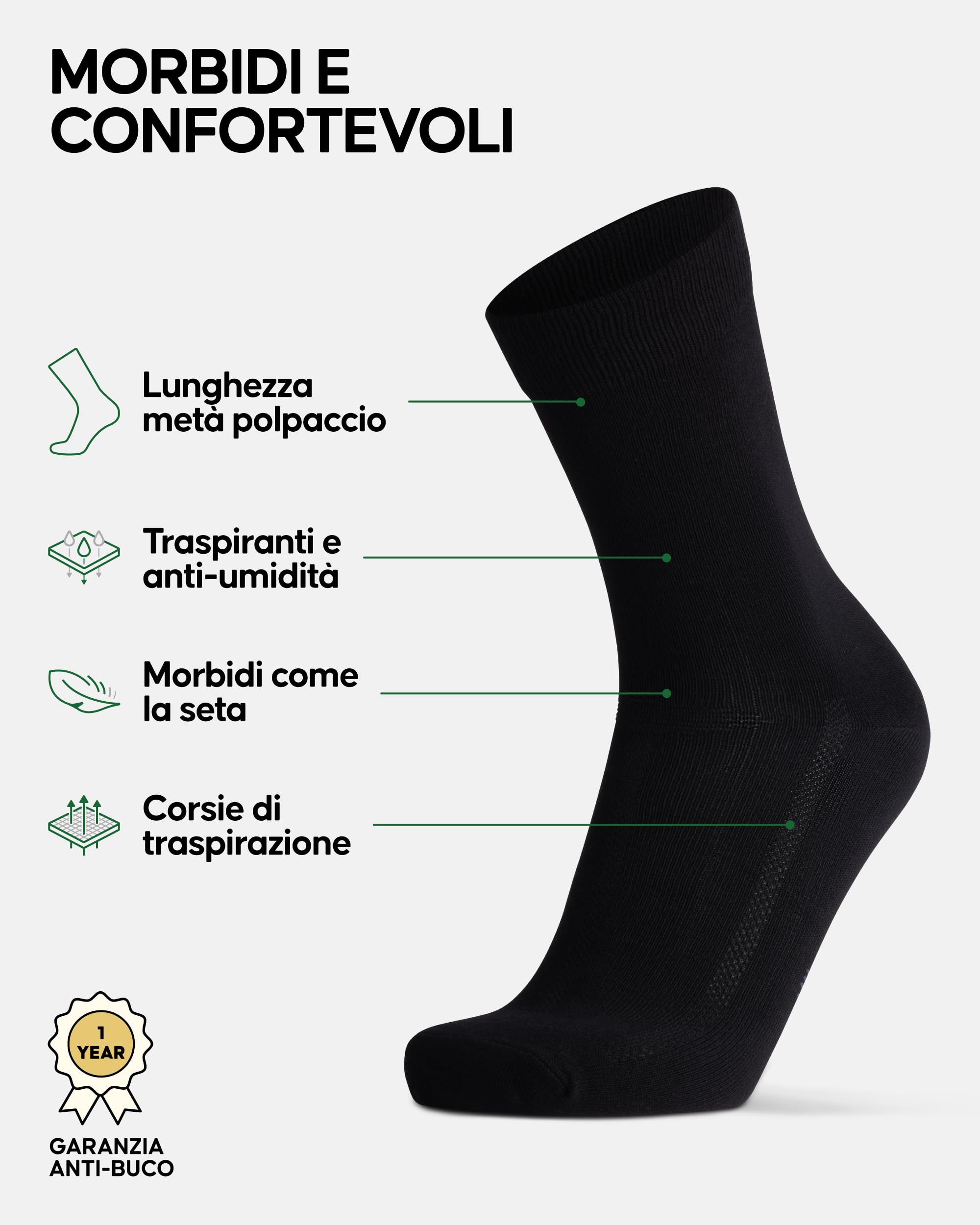 DANISH ENDURANCE Calzini Uomo Fibra di Bambù, Calze Classiche Eleganti in Bamboo, Calzini Estivi Traspiranti, Calze da Lavoro e Uso Quotidiano, 6 Paia