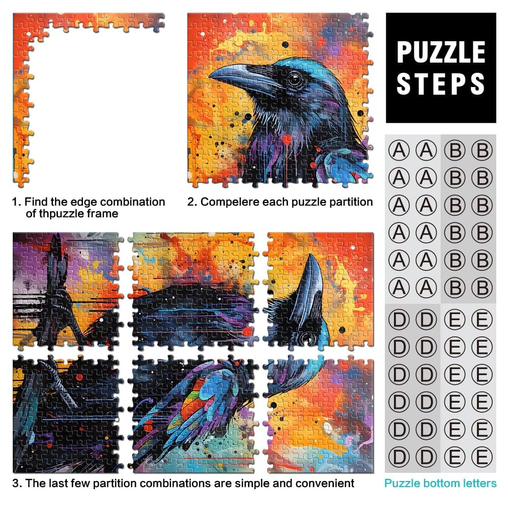 Acquerello astratto corvo Puzzle da 2000 pezzi per adulti giocattoli educativi per l'apprendimento offerte come regali per tutta la famiglia 70x100cm