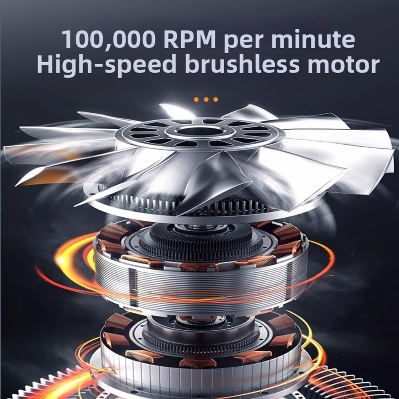 Soffiatore portatile con ventola turbo a 6 velocità, display digitale ad alta velocità 100000 giri/min, batteria 6000 mAh, luce LED per barbecue da campeggio all'aperto