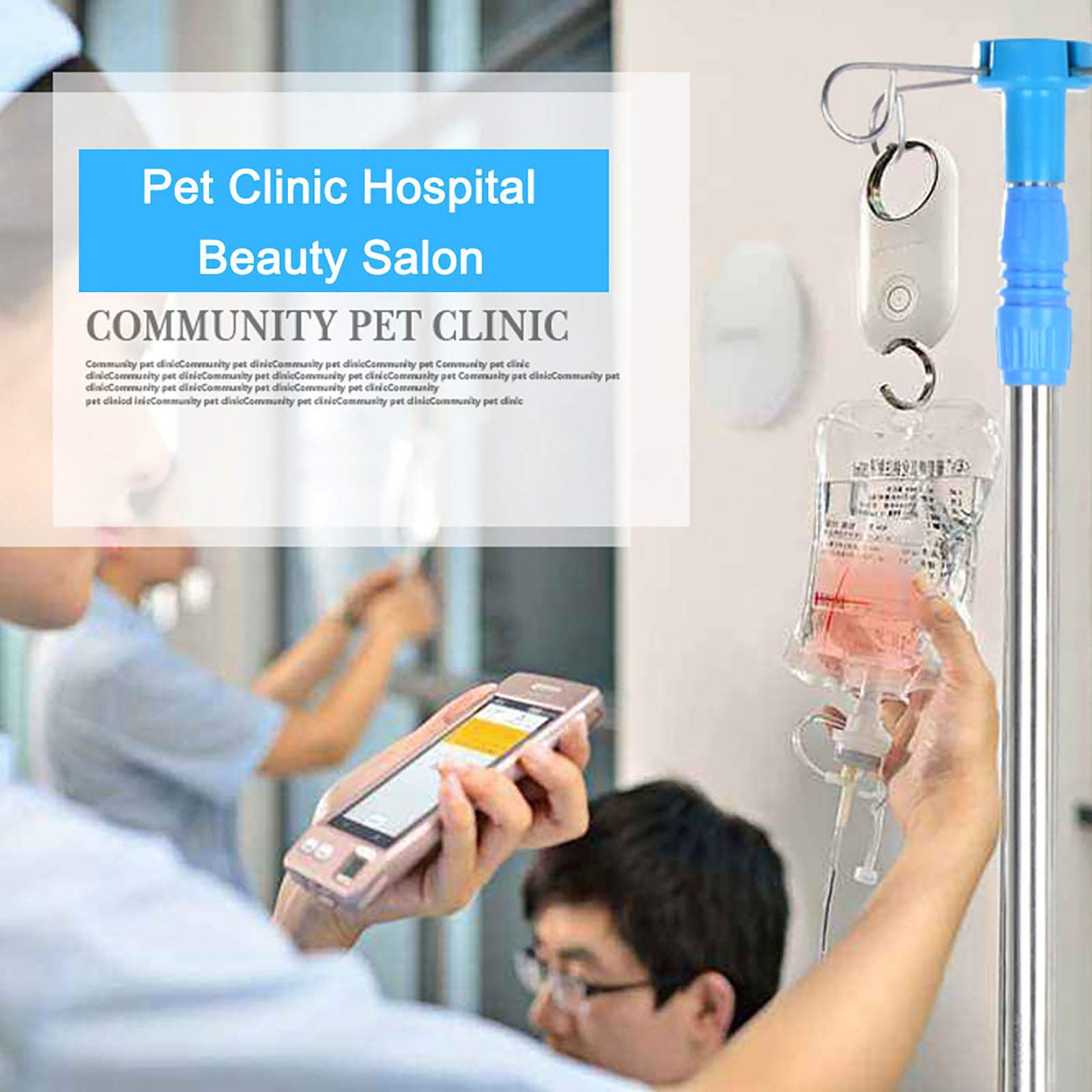 Soporte para suero intravenoso portátil de Acero Inoxidable, 3 Ganchos, Altura Ajustable de 80 a 150 cm.