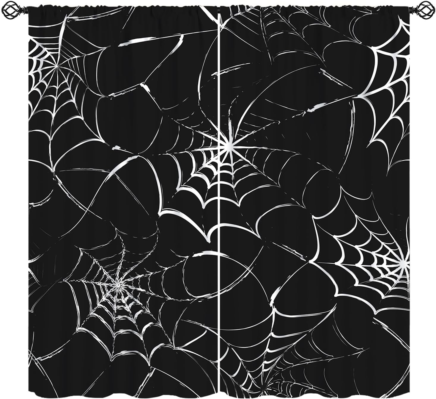 Spider Web Blackout Curtains, Geometry Lines Halloween Theme Window Treatments for Kids Bedroom Living Room Nursery Toddler Home 42" W X 45" L