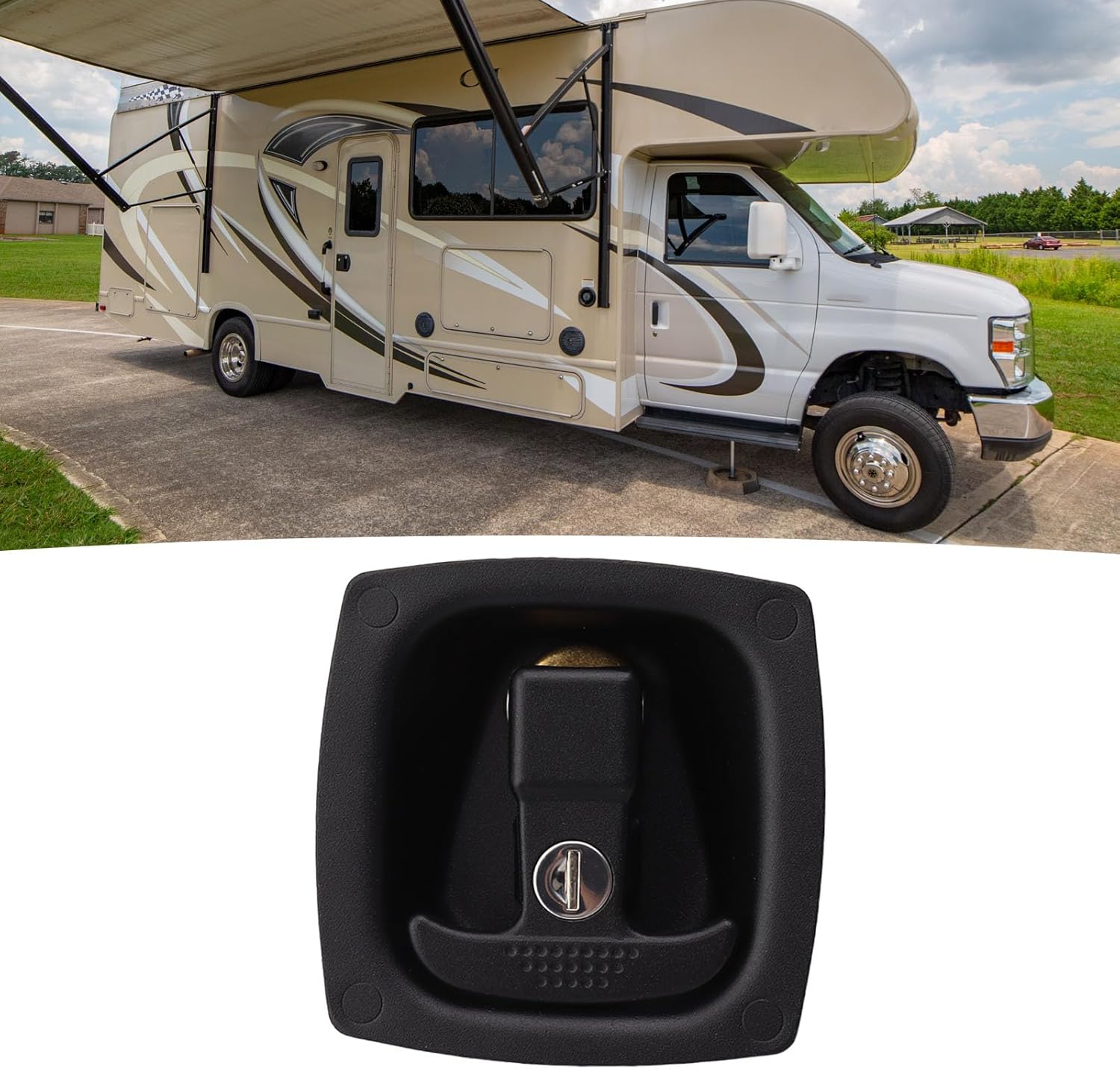 Folding T Handle Lock , T Handle Door 4x6mm Hole Spacing Zinc Alloy FoldingCompression Toolbox Entrance Locking for RV Boat