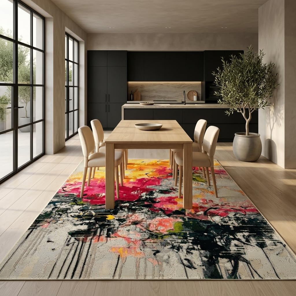 Florida Floral Moderne – Tapis Design Résistant pour Intérieur & Extérieur