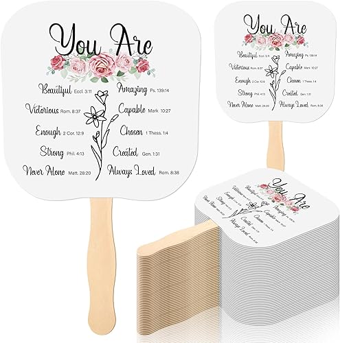 Miniatura 8 de Sherr Abanicos de mano inspiradores cristianos, fanáticos de la iglesia, ventiladores religiosos de mano de doble cara, ventiladores de sala de mano