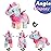 Hopearl Walking Unicorn with Glowing Horn Interactive Electronic Pet Plush Unicorn Toy with Sounds and Movements Animated Gift for Toddlers Birthday, Rainbow, 7\'\'