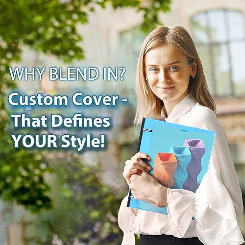 Miniatura 4 de WOT I Carpeta telescópica de 3 anillas, paquete de 12 unidades, carpeta flexible con lomo elástico de escombros, cubierta frontal personalizada,