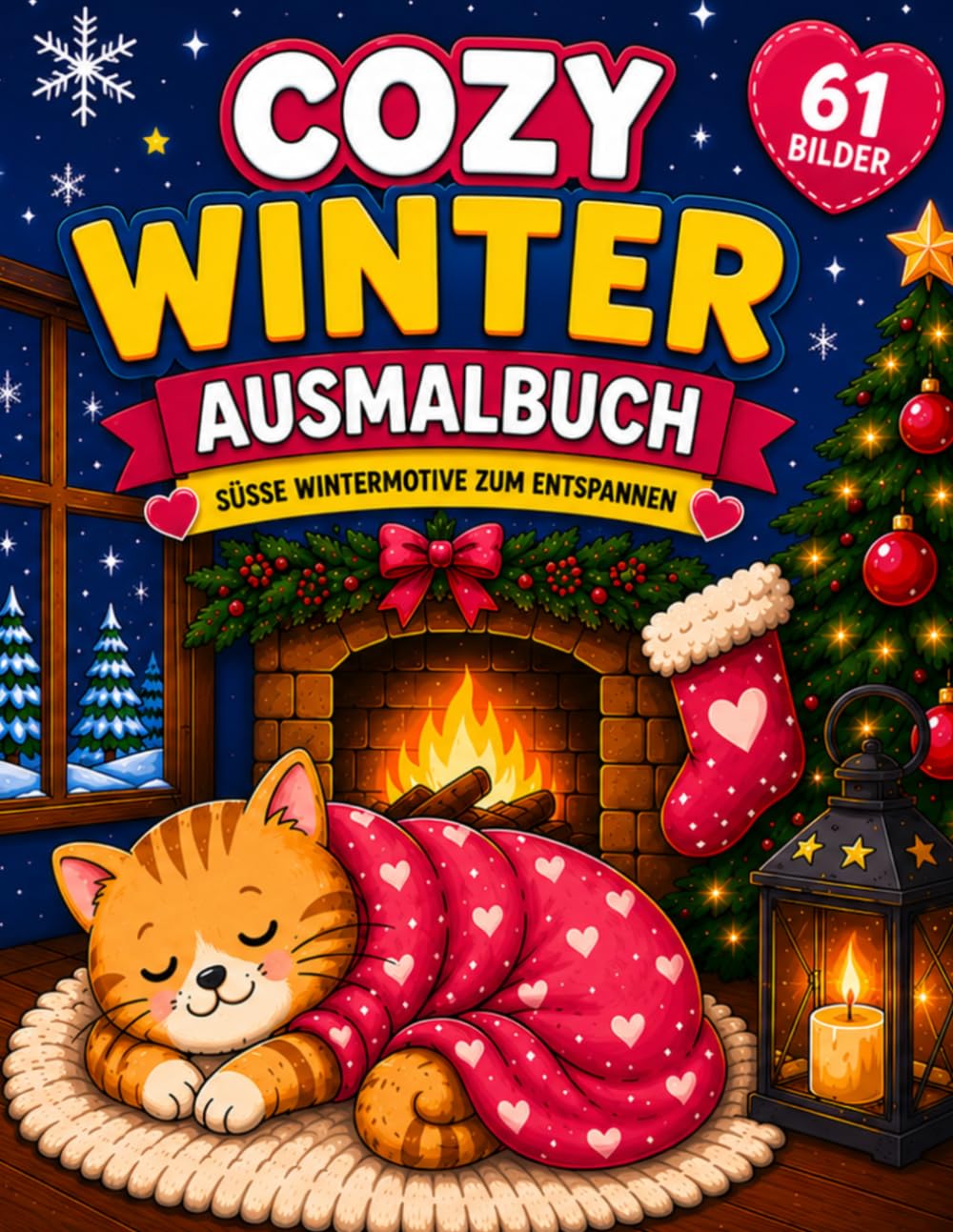 Cozy Winter Ausmalbuch: 61 süße Wintermotive zum Entspannen