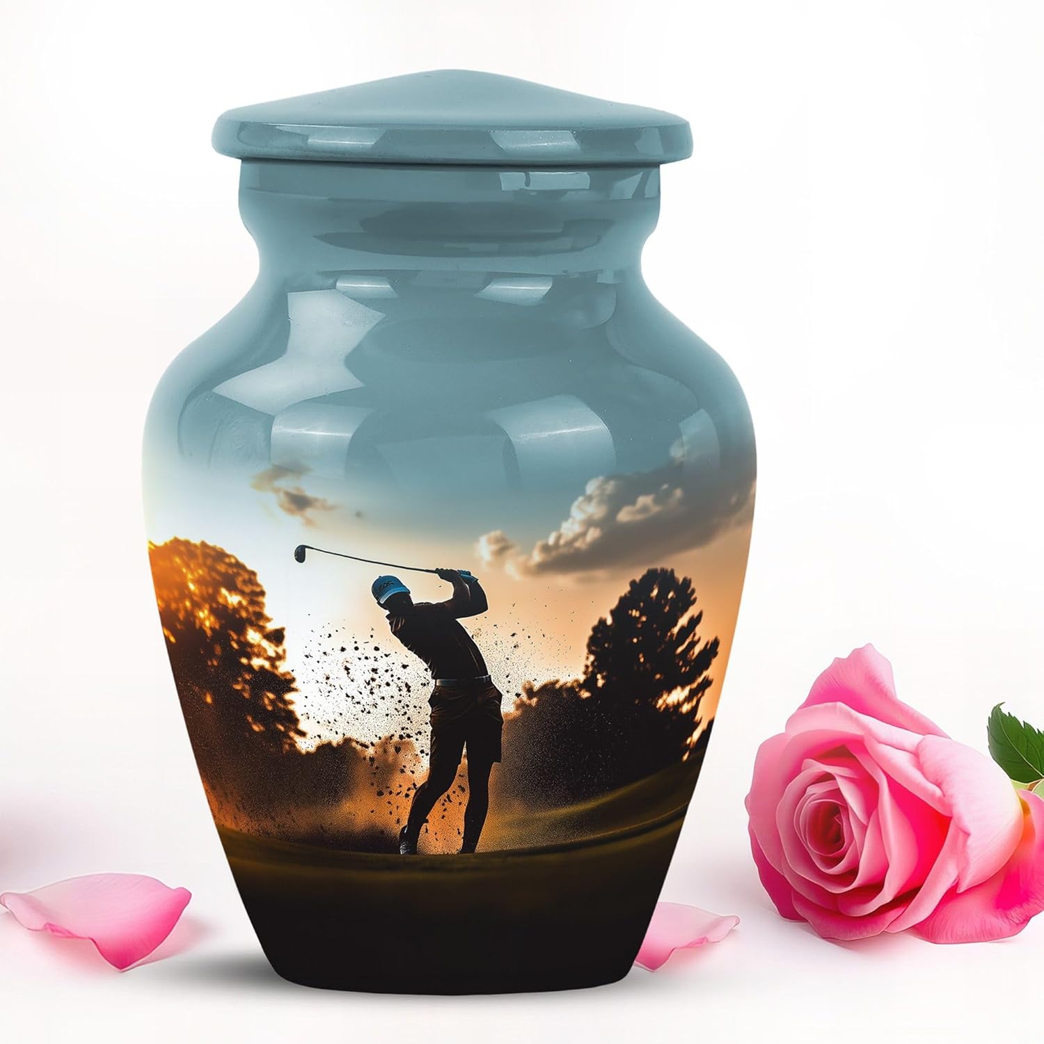 SkyBlue Golf Small urn for Human Ashes Keepsake - mini Funeral urns for Human Ashes 3 inch 1 pcs