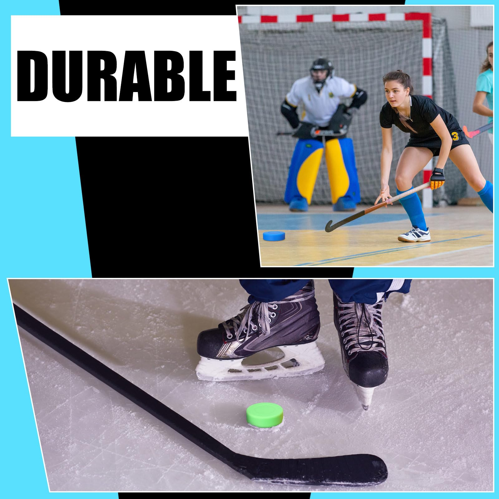 RoundFunny Hockey-Pucks, verschiedene Spektrum-Pucks, Eishockey-Pucks, Verordnung, Training, klassisch, offizielles Straßenhockey-Puck, für drinnen und draußen, Geschenk, 12 Stück