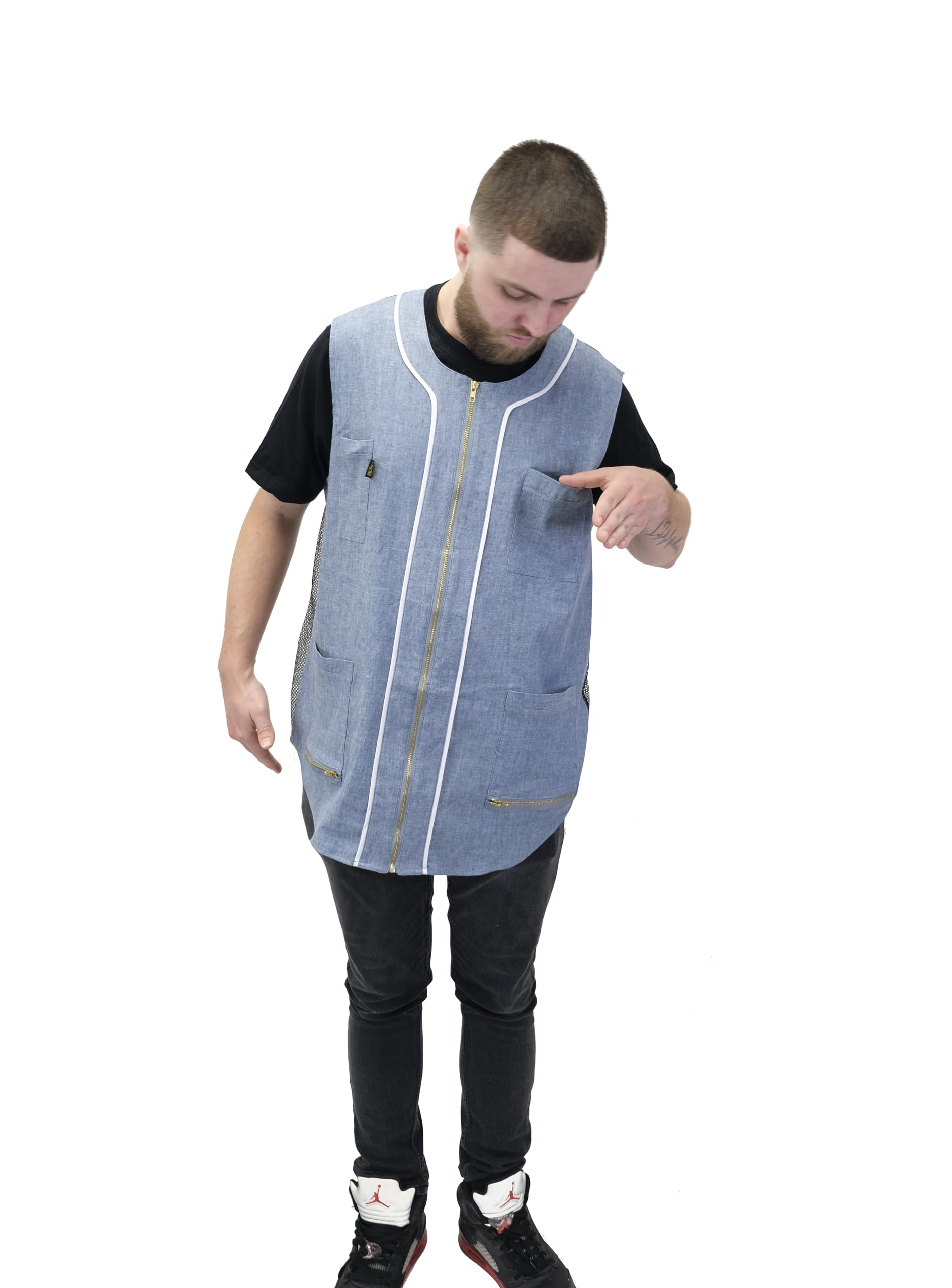 Generic Barber Vest Denim Barber Vest For Men King Midas (XL), 1X, Blue