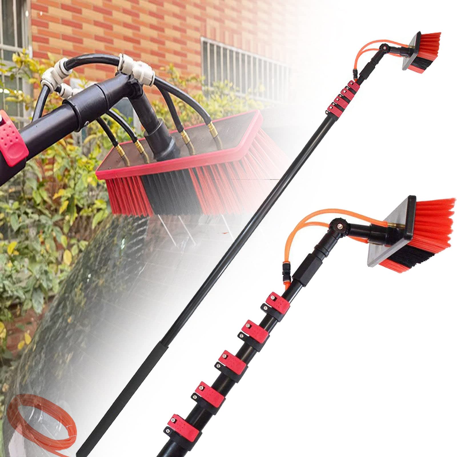 GHFXSCV Telescopic Window Cleaner with 30FT Pole Water-Fed Brush for Trucks Glass Walls & Solar Panel Cleaning Extendable Reach for Effortless Cleaning