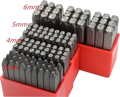 Vista 124 de Wokesi Kit de alfabeto de letras mayúsculas de 1/8" (3 mm) de altura, de acero, para timbre a mano, presión, para molde, código, etiqueta