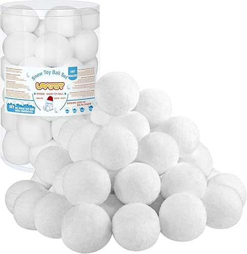 URATOT - Paquete de 30 bolas de nieve falsas para interiores, suaves y realistas con cajas para juegos de invierno