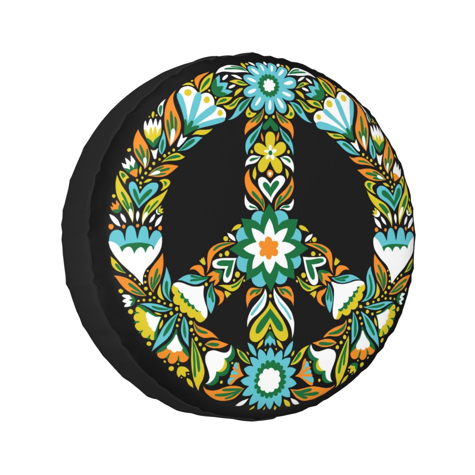 Delerain Peace Sign Spare Tire Cover Wheel Protectors Sun Protector Waterproof for Jeep Trailer RV SUV Truck and Many Vehicle(16 Inch for Diameter 29"-31")