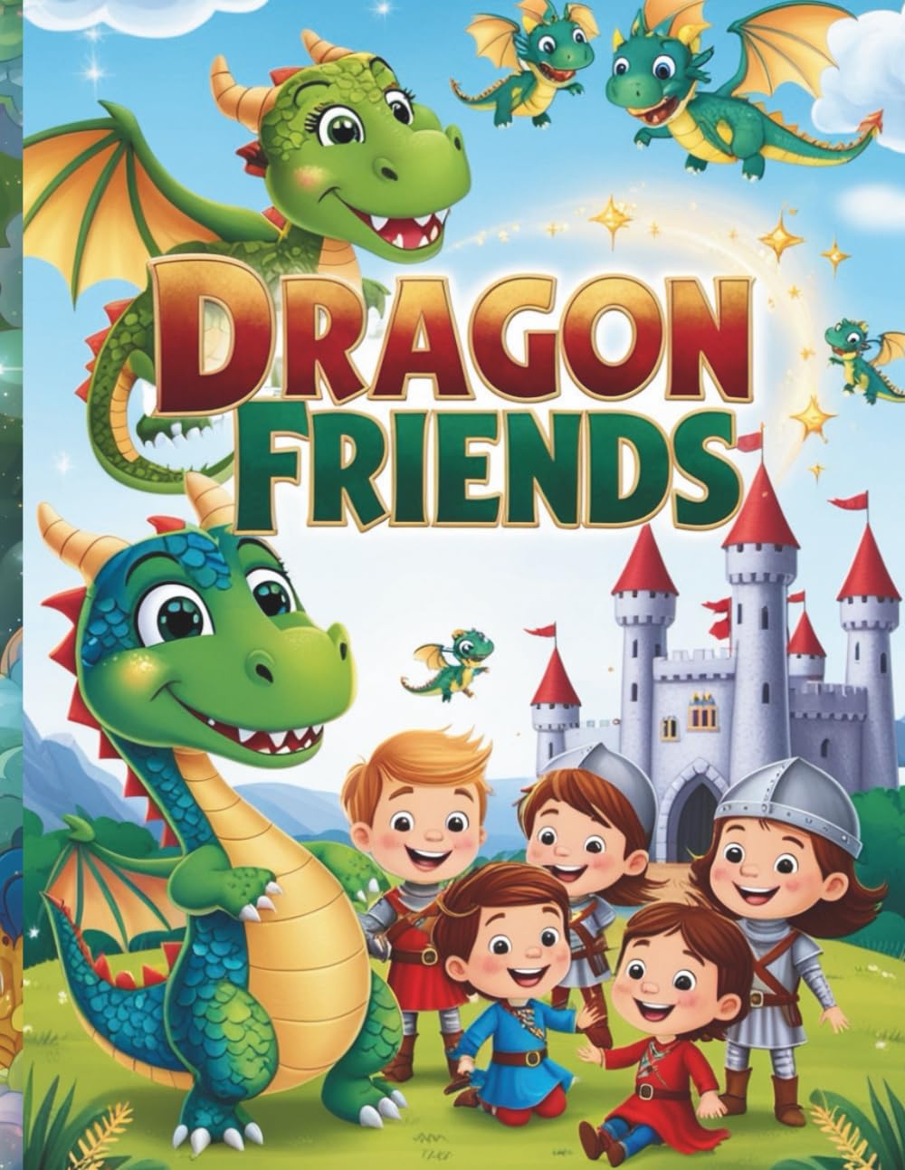 DRAGON FRIENDS: 48 Heartwarming Coloring Pages of Friendly Dragons and Brave Kids in a Magical World!
