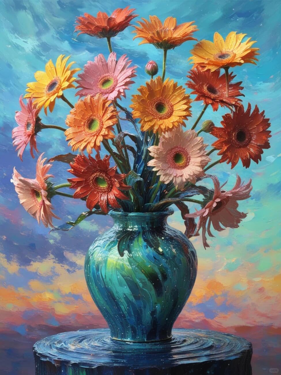 Henypt Cross Stitch Kits Chrysanthemums and the Starry Sky Flowers DIY Embroidery Kit for Beginners The Elderly with Accessories Home & Leisure/Gifts 14CT 30x40cm