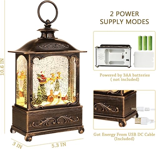 Miniatura 29 de Linterna de Navidad con globo de nieve, USB y música, linterna con globo de nieve, portátil, decoración de interiores y regalos encantadores