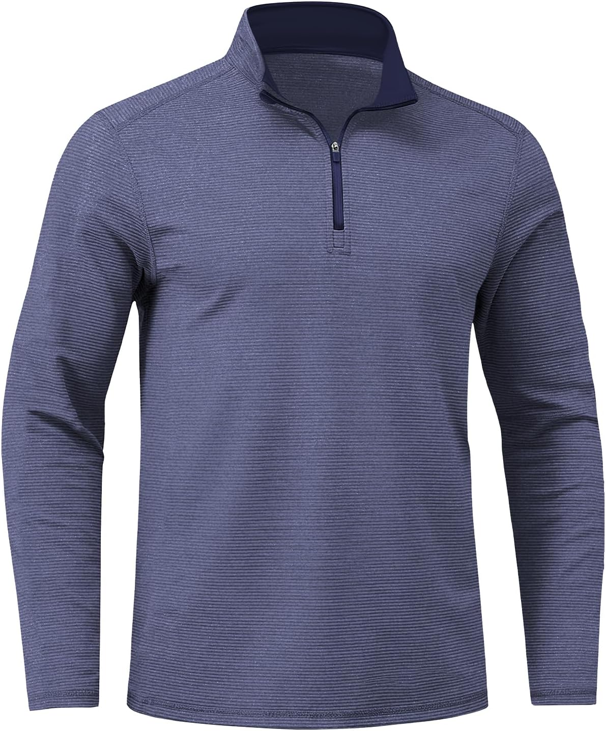 Qngwrtk Mens Quarter Zip Golf Pullover - Long Sleeve, Striped, UPF 50+, Dry-Fit with Collar for Running & Casual