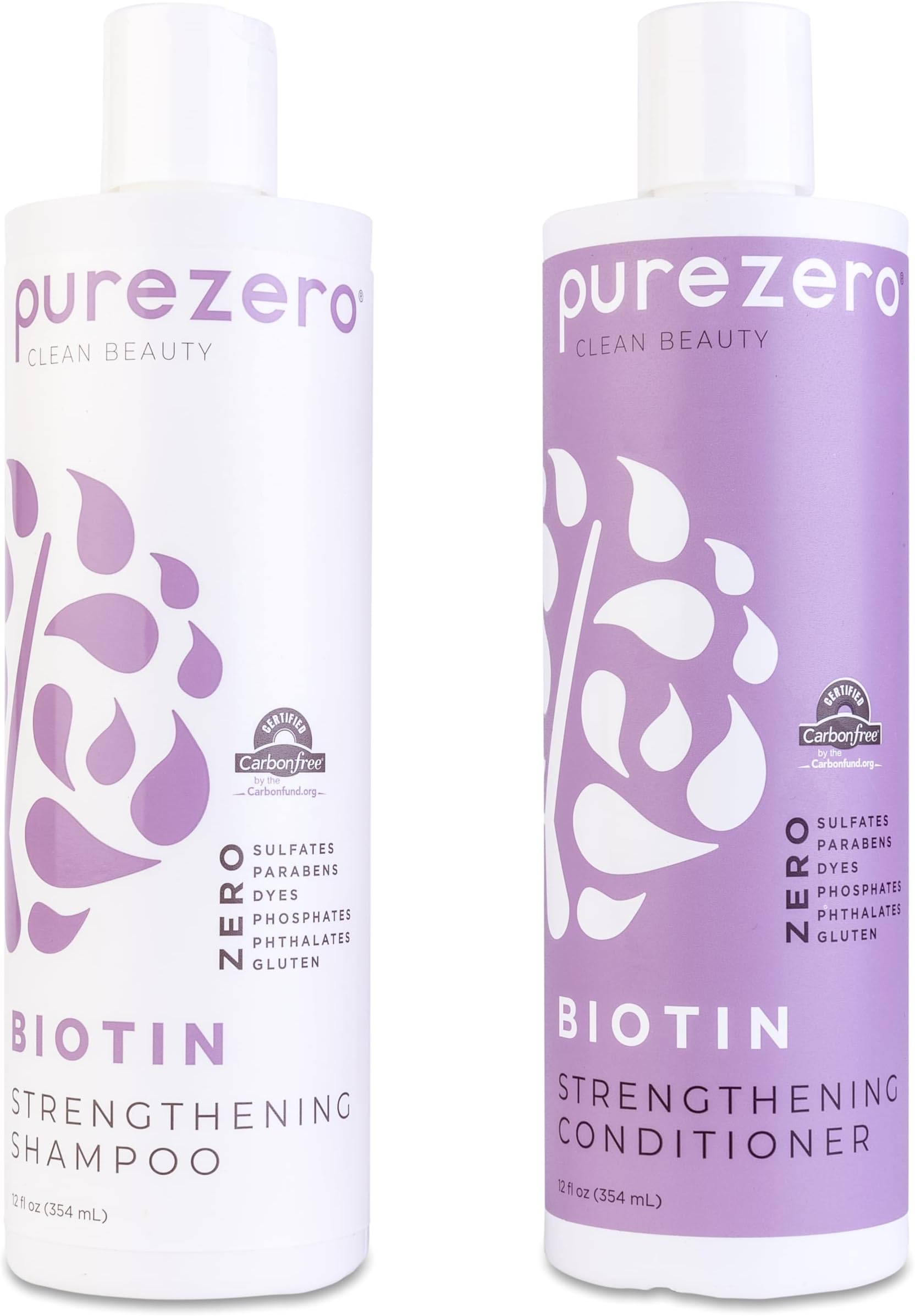 Biotin Shampoo & Conditioner set - Anti Thinning Formula - Volumizing, Thicker, Fuller Hair - Zero Sulphates, Parabens, Dyes, Gluten - 100% Vegan & Cruelty Free - Great For Colour Treated ...