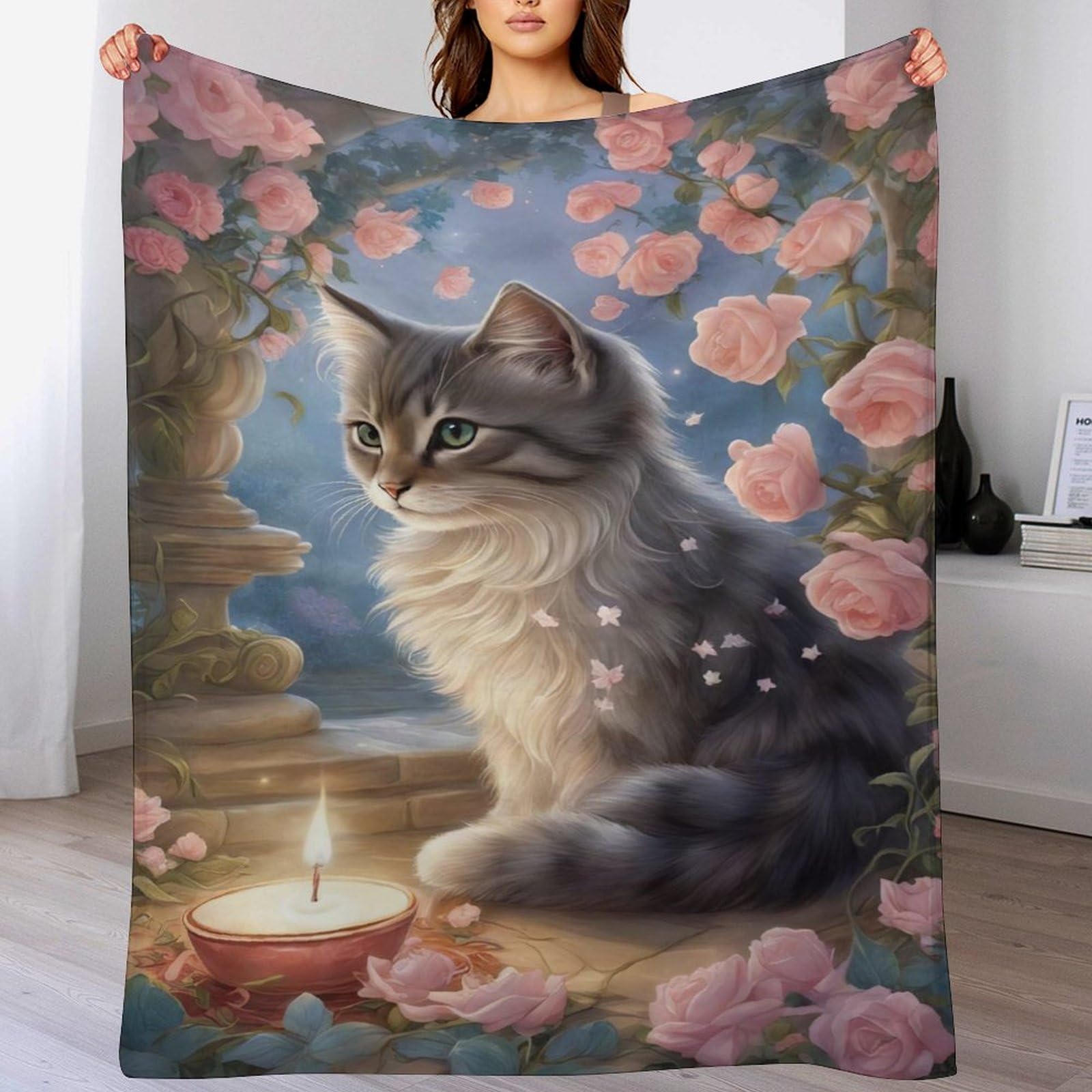 Couverture de lit flannel chat grand confort toutes saisons 180x200