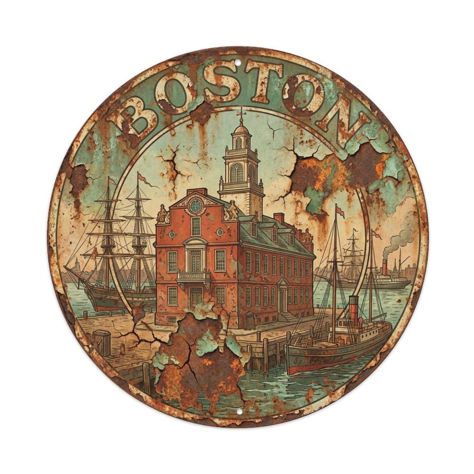 USA Retro Travel Boston Metal Tin Sign