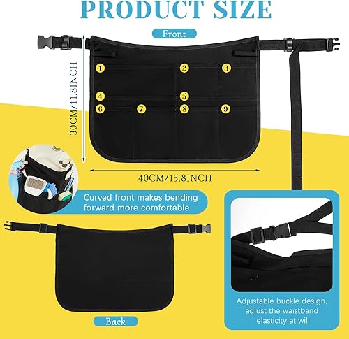 Miniatura 2 de Panitay 4 delantales de limpieza impermeables para herramientas de limpieza para mujeres con 9 bolsillos y cinturón ajustable