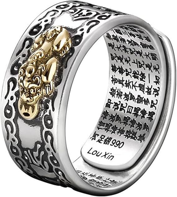 Anel Feng Shui Pixiu Mani Mantra Proteção Riqueza